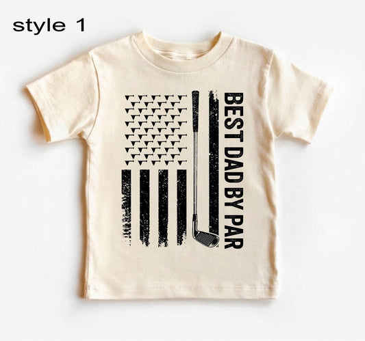 Custom Best Dad By Par Shirt, Personalized Golf Shirt With Kids Names, Fathers Day Gift For Golfer Dad, American Flag Golf Tee