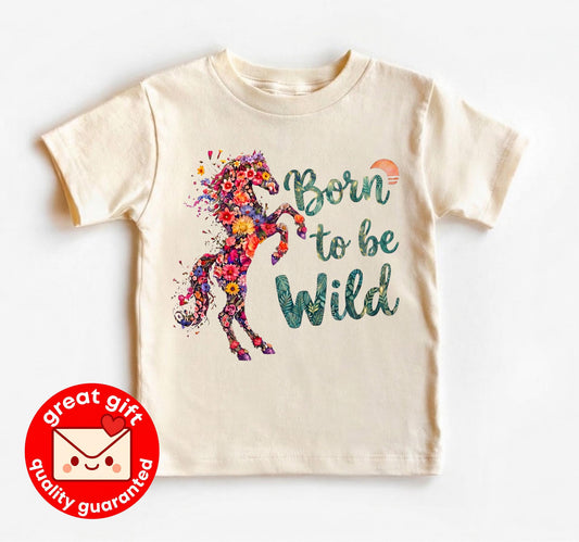 Born to be Wild Baby Bodysuit, Floral Horse Boho Girl Outfit, Western Cowgirl Newborn Clothes, Country Baby Shower Gift Apparel