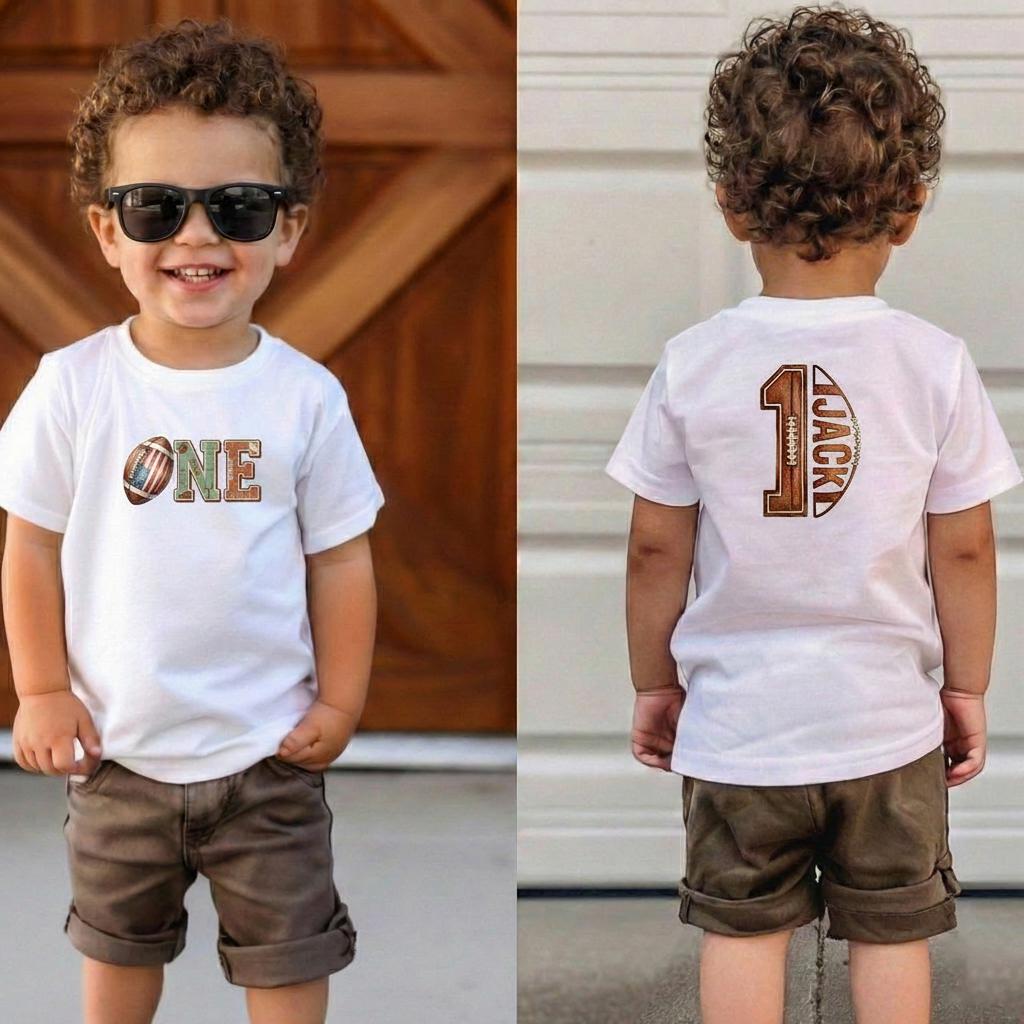 Personalized Football First Birthday T-Shirt - Touchdown Outfit