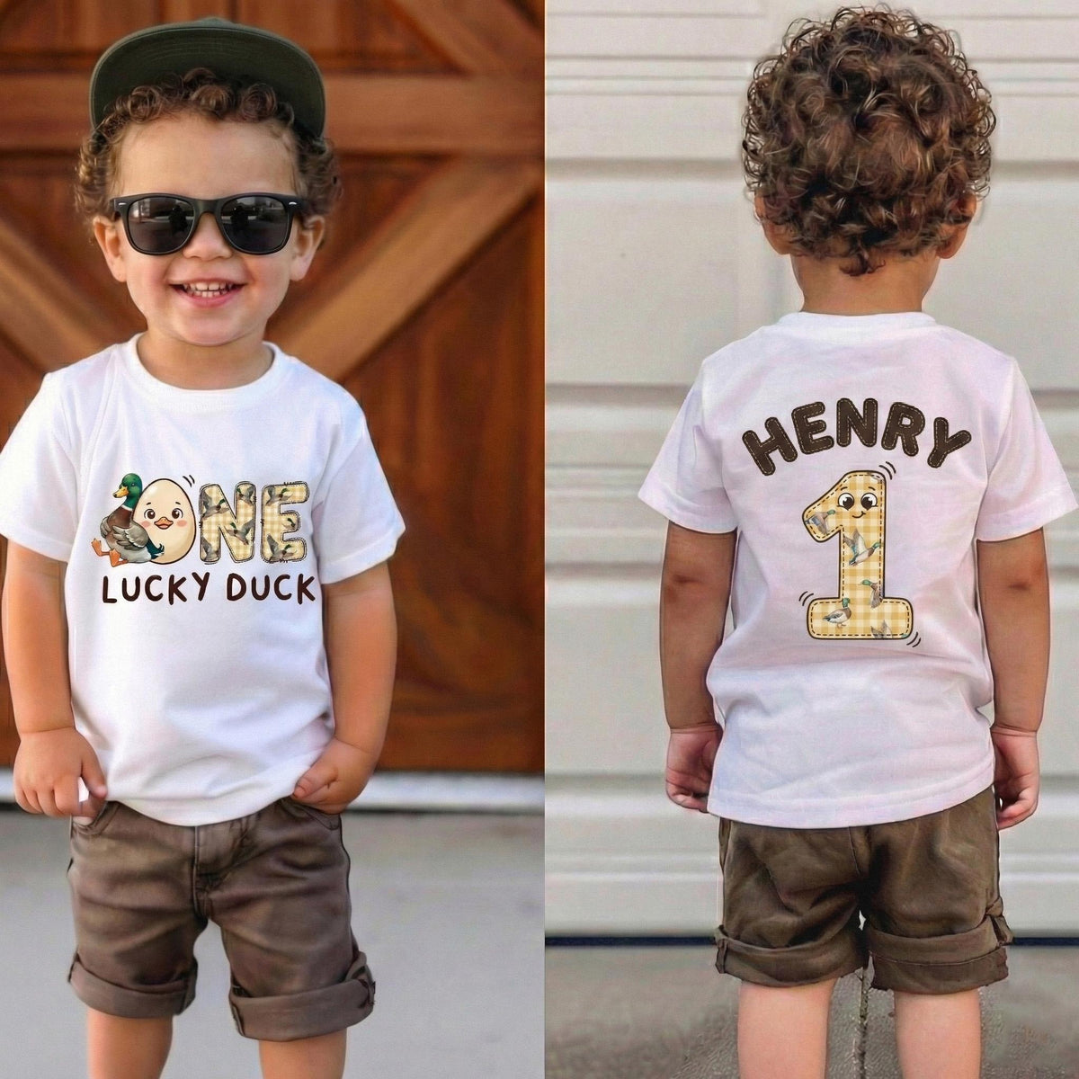 Personalized Lucky Duck First Birthday T-Shirt, Mallard Toddler Outfit