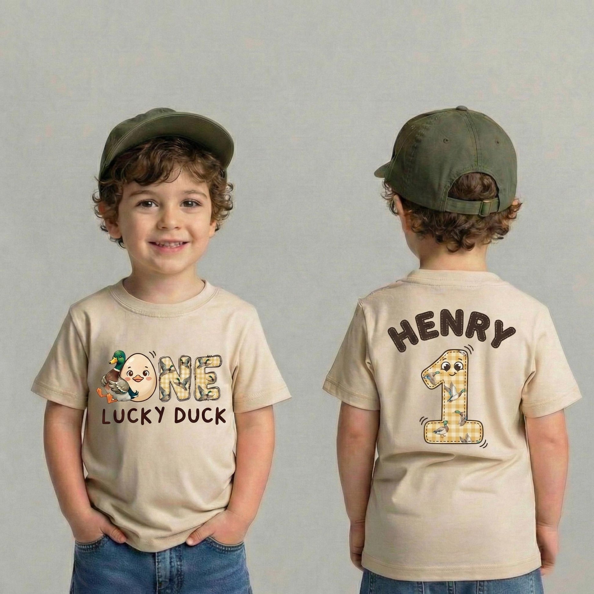 Personalized Lucky Duck First Birthday T-Shirt, Mallard Toddler Outfit