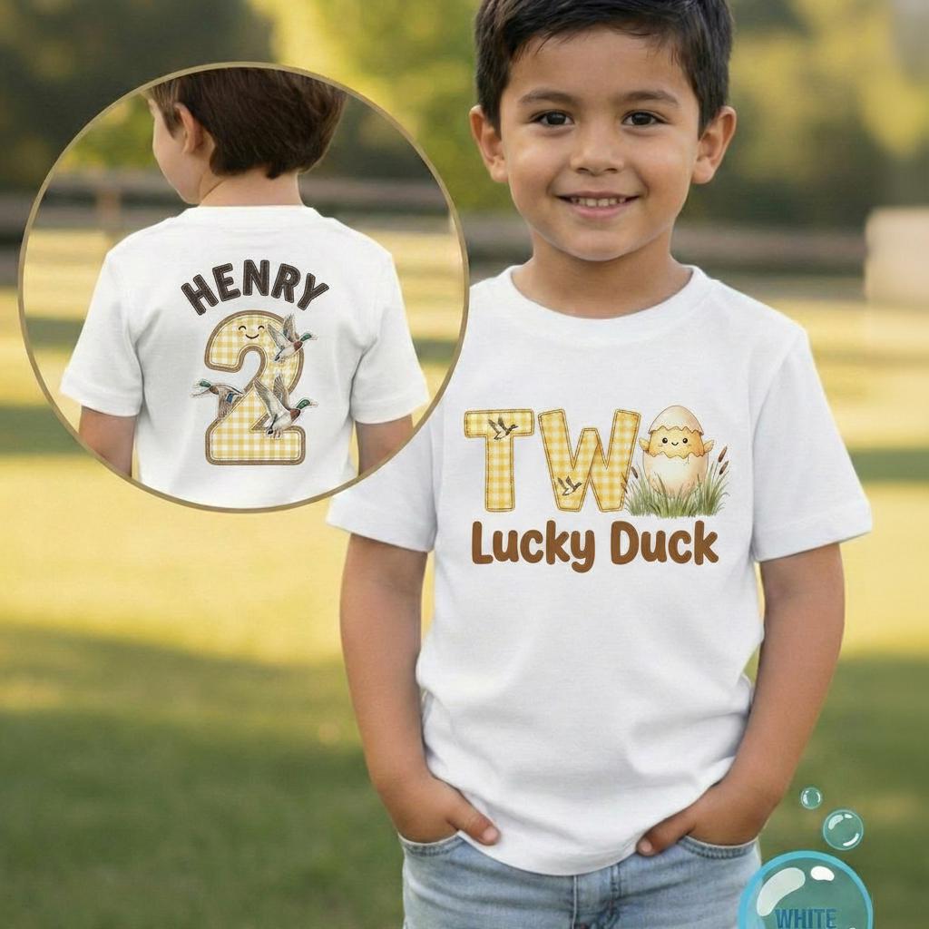 Personalized Two Lucky Duck Baby Tshirit, 2nd Birthday Baby Outfit, Hunting Buddy Toddler, Two Birthday Gift, Mallard Duck Kids Shirt Gift