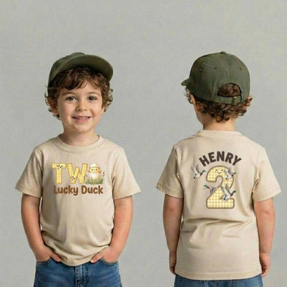Personalized Two Lucky Duck Baby Tshirit, 2nd Birthday Baby Outfit, Hunting Buddy Toddler, Two Birthday Gift, Mallard Duck Kids Shirt Gift
