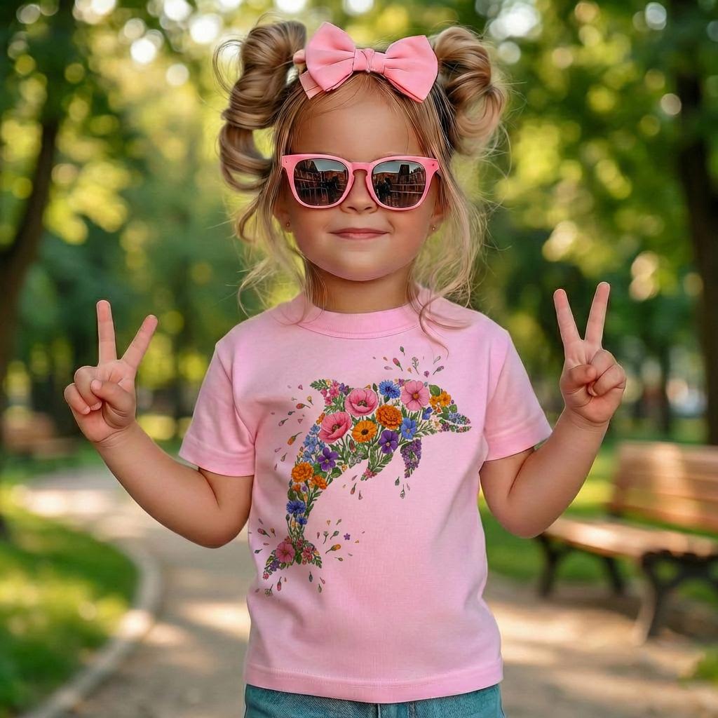 Floral Dolphin Kids Shirt, Boho Ocean Animal Toddler Tee, Western Summer Beach Outfit, Cute Marine Life Youth Sweatshirt Gift