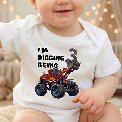 I'm Digging Being 3 Shirt, Monster Truck 3rd Birthday Shirt, Construction Birthday Boy Tee, 3 Year Old Boy Gift, Excavator Toddler Shirt