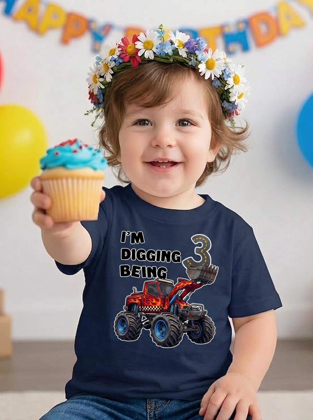 I'm Digging Being 3 Shirt, Monster Truck 3rd Birthday Shirt, Construction Birthday Boy Tee, 3 Year Old Boy Gift, Excavator Toddler Shirt