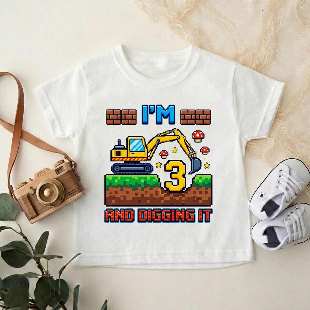 Construction Birthday Shirt, Digging It 3 Year Old Excavator Tee