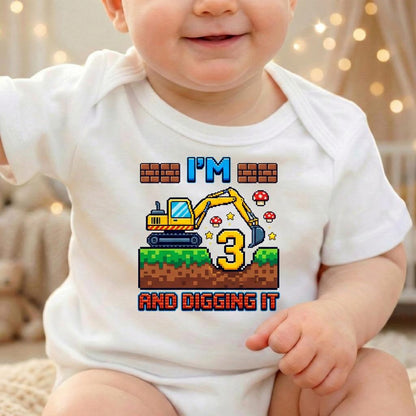Construction Birthday Shirt, Digging It 3 Year Old Excavator Tee