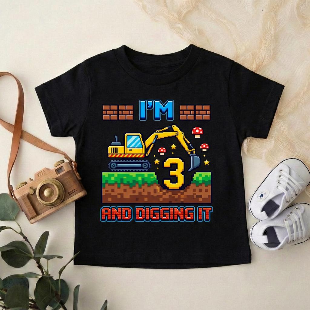Construction Birthday Shirt, Digging It 3 Year Old Excavator Tee