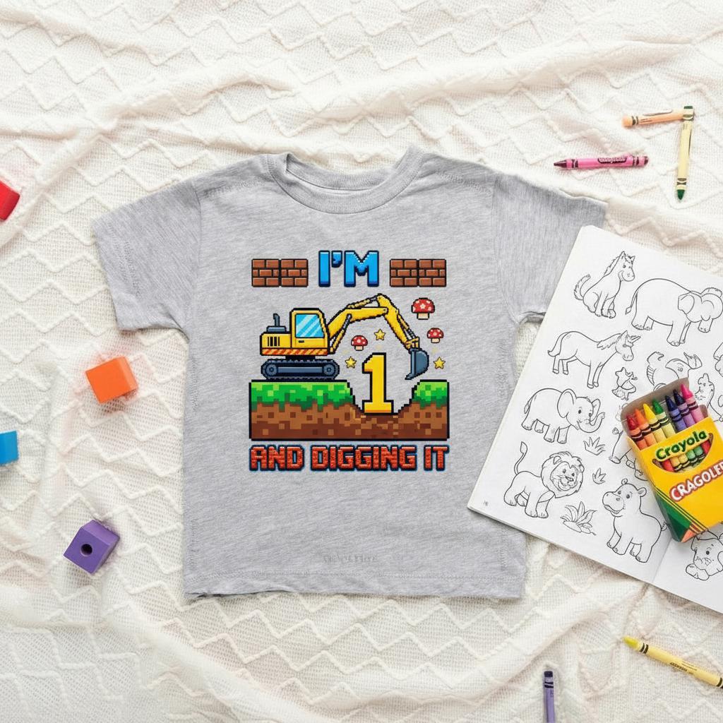 Construction Birthday Boy Onesie, Digging It First Birthday Shirt