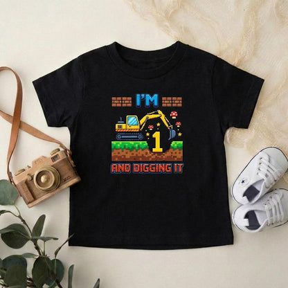 Construction Birthday Boy Onesie, Digging It First Birthday Shirt