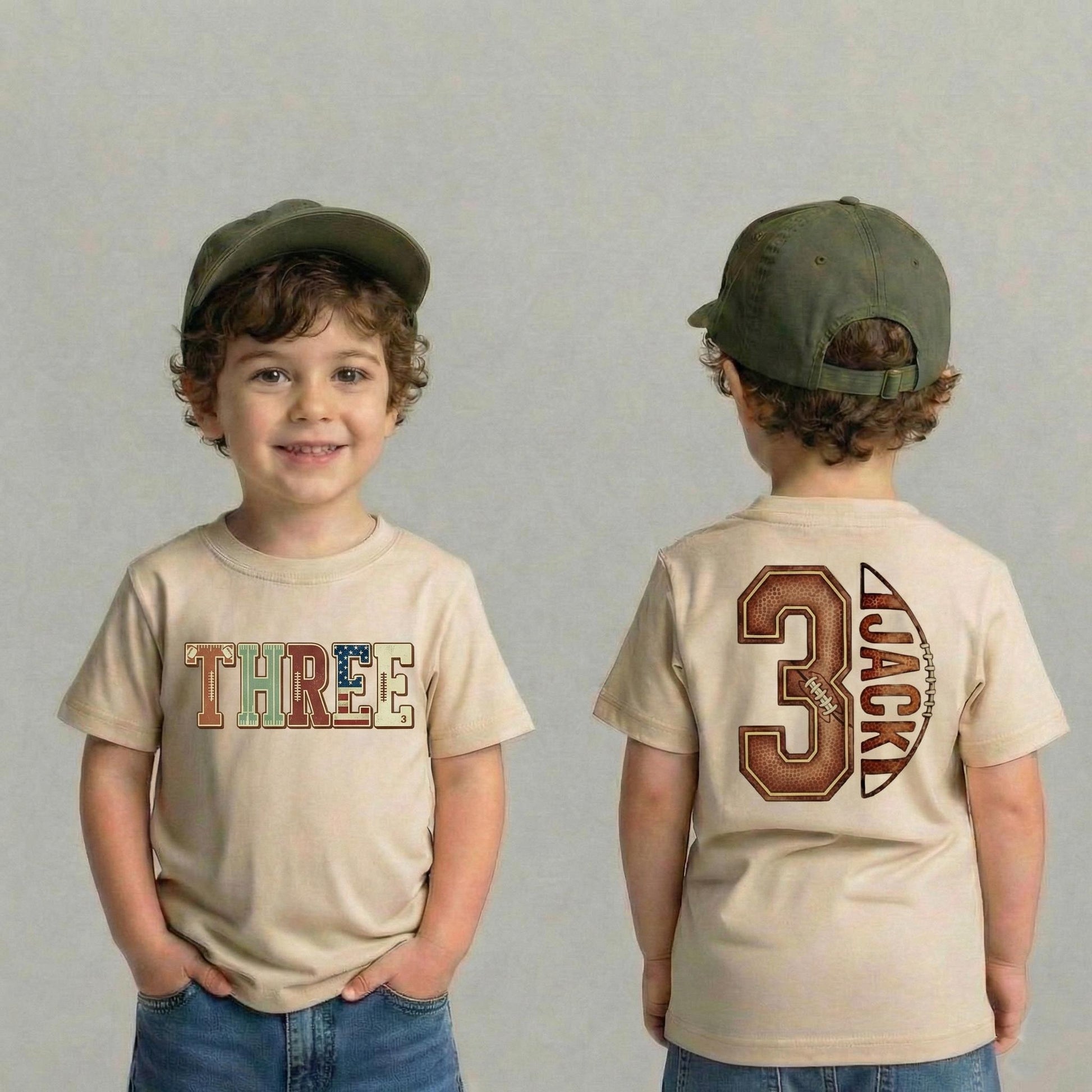 Personalized Football Toddler- Youth Tshirt Sweatshirt, Personalized Fan Football Three Birthday Baby Tshirt, 3rd Year Old Touchdown Outfit