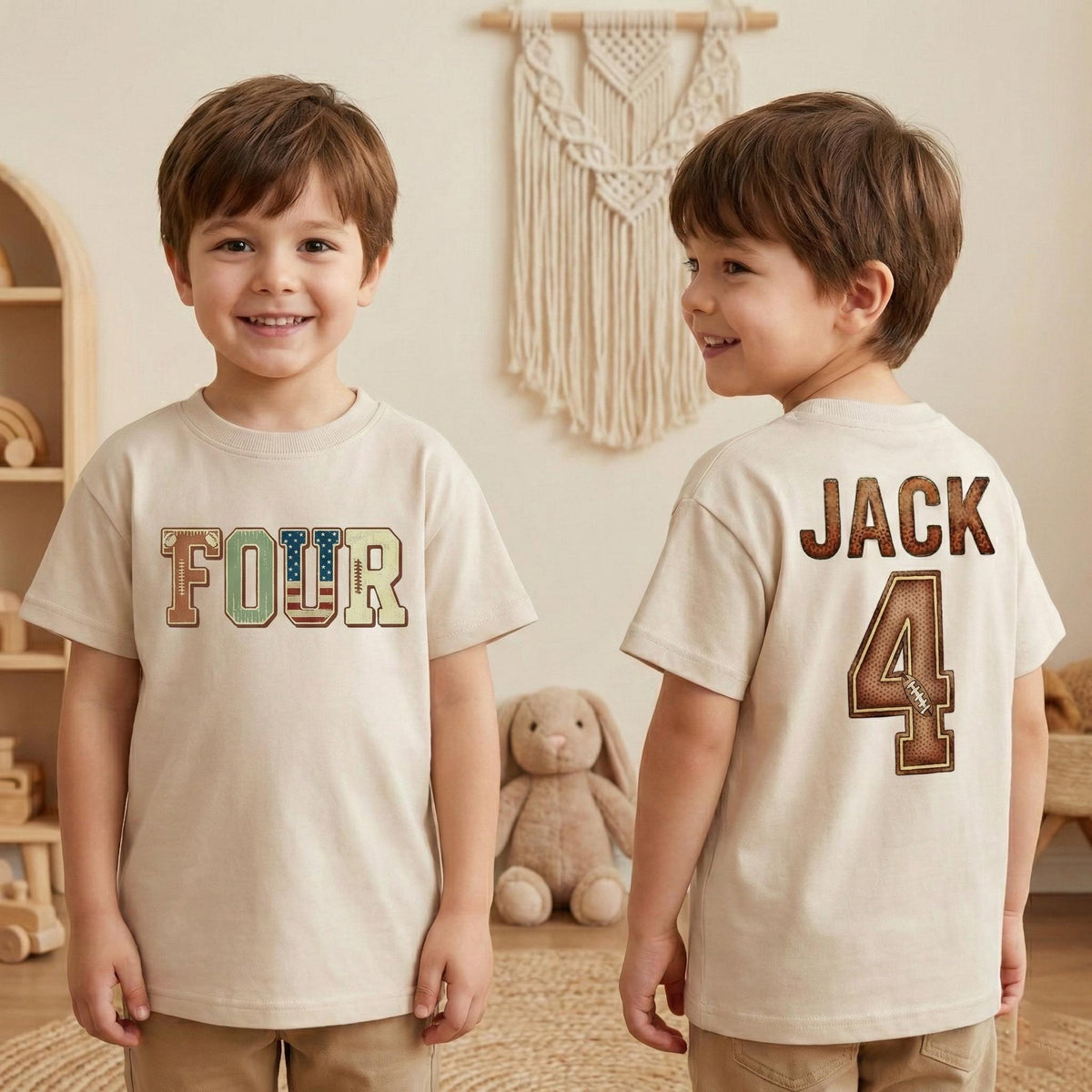 Personalized Football Four Birthday T-Shirt – Youth Touchdown Outfit