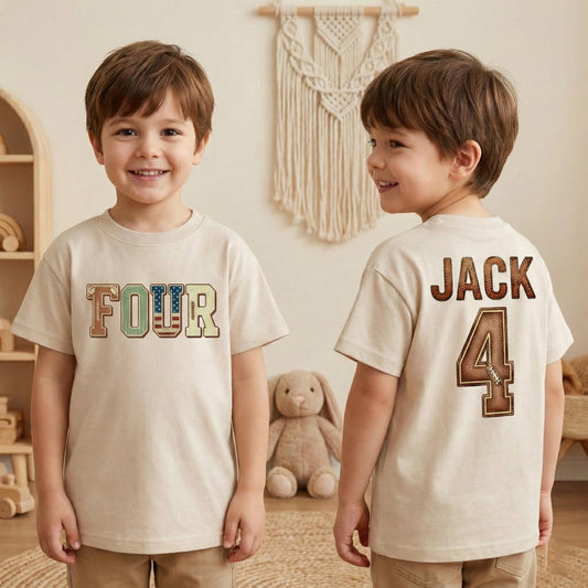 Personalized Football Four Birthday T-Shirt – Youth Touchdown Outfit