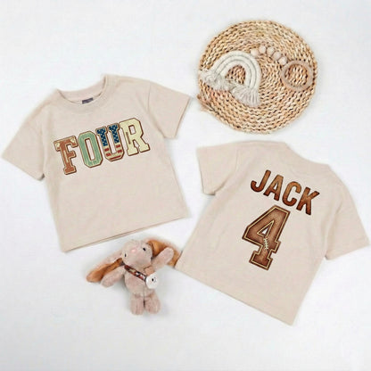 Personalized Football Four Birthday T-Shirt – Youth Touchdown Outfit