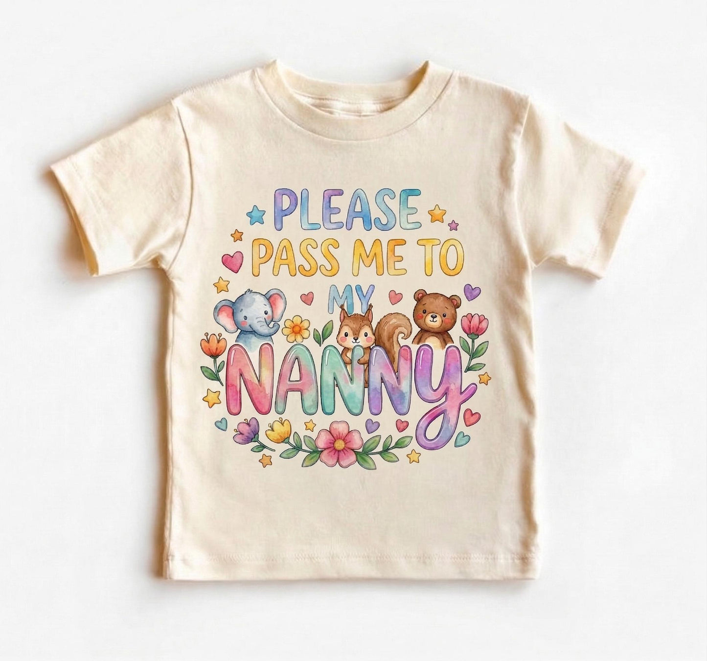 Please Pass Me To Nanny Bodysuit, Floral Baby Girl Onesie, Nanny Gift from Grandchild, Pregnancy Announcement, Baby Shower Gift