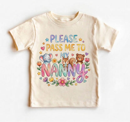 Please Pass Me To Nanny Bodysuit, Floral Baby Girl Onesie, Nanny Gift from Grandchild, Pregnancy Announcement, Baby Shower Gift