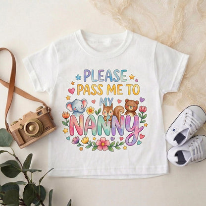 Please Pass Me To Nanny Bodysuit, Floral Baby Girl Onesie, Nanny Gift from Grandchild, Pregnancy Announcement, Baby Shower Gift