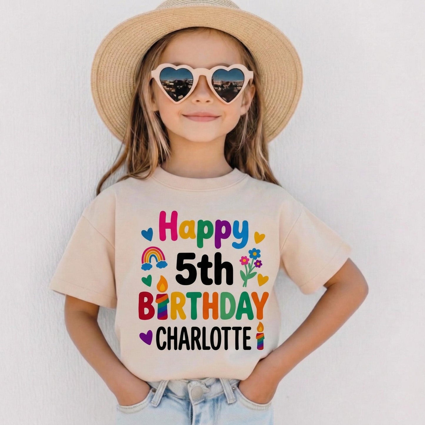 Personalized 5th Birthday Shirt, Officially a Handful Custom Name Tee, Five Year Old Kids Birthday Gift, Custom Age Boy Girl Toddler Tee