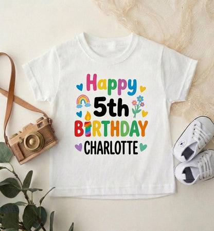 Personalized 5th Birthday Shirt, Officially a Handful Custom Name Tee, Five Year Old Kids Birthday Gift, Custom Age Boy Girl Toddler Tee