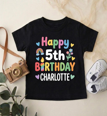 Personalized 5th Birthday Shirt, Officially a Handful Custom Name Tee, Five Year Old Kids Birthday Gift, Custom Age Boy Girl Toddler Tee