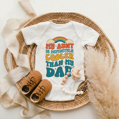 My Aunt is Cooler Than My Dad Bodysuit, Retro Rainbow Toddler Tee, Auntie Gift
