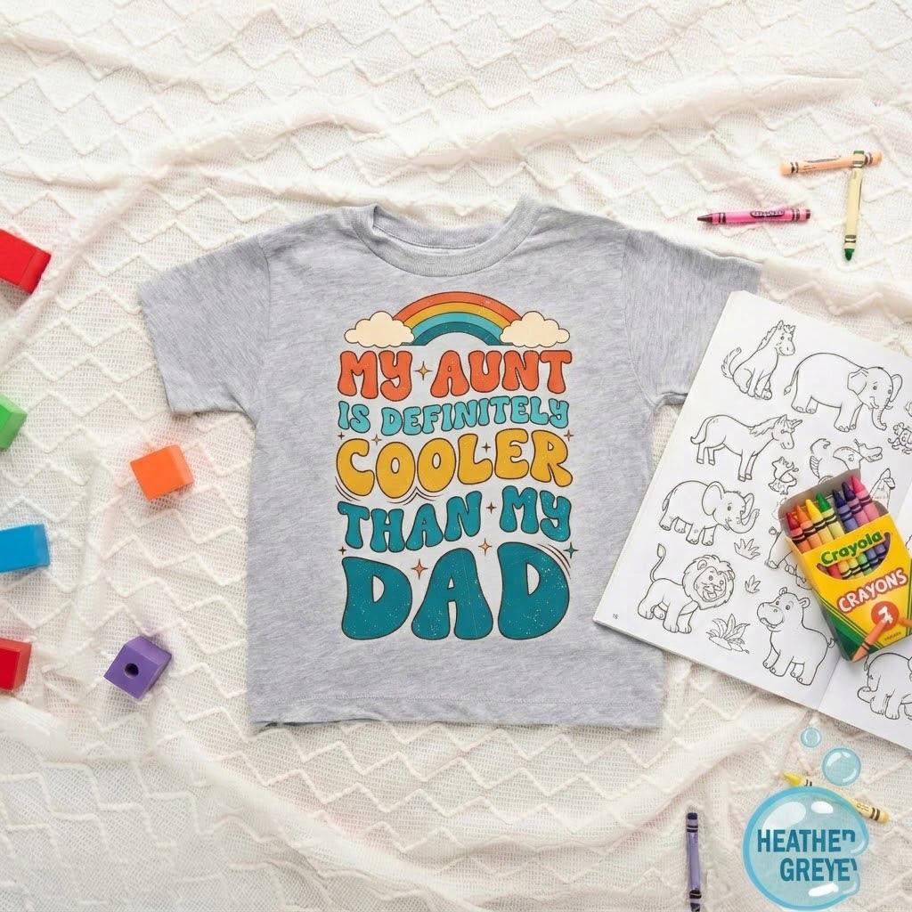 My Aunt is Cooler Than My Dad Bodysuit, Retro Rainbow Toddler Tee, Auntie Gift