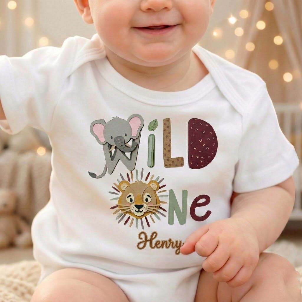 Custom Wild One Safari Birthday Shirt – Jungle Animals, Lion, Giraffe, Zebra Name