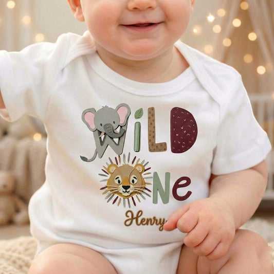 Custom Wild One Safari Birthday Shirt – Jungle Animals, Lion, Giraffe, Zebra Name