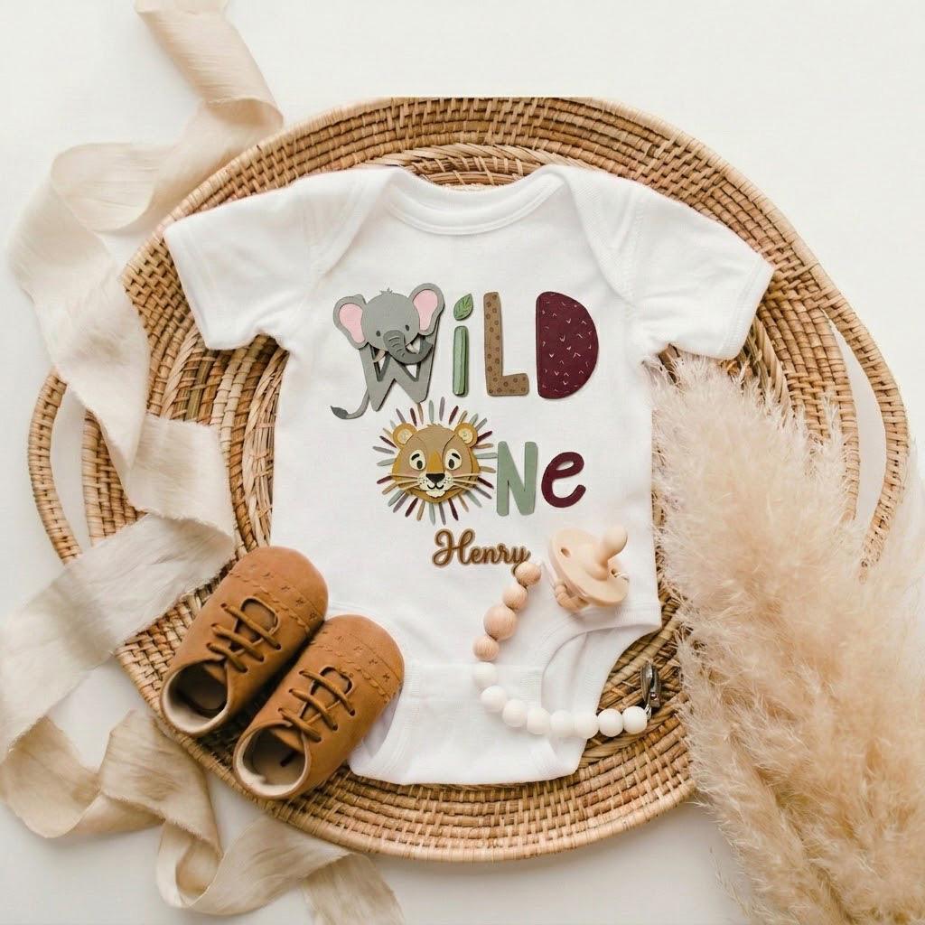Custom Wild One Safari Birthday Shirt – Jungle Animals, Lion, Giraffe, Zebra Name