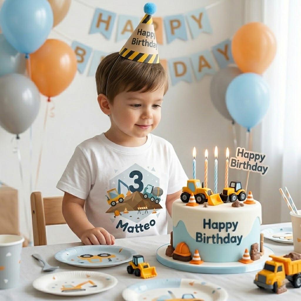 Personalized Excavator Birthday Shirt, Construction Boy Tee, Custom Name Age Toddler Gift, Digger Party Outfit, Kids Wheel Loader Clothing