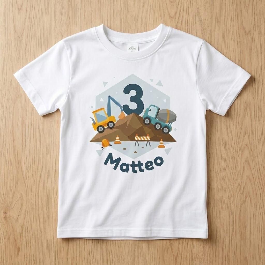 Personalized Excavator Birthday Shirt, Construction Boy Tee, Custom Name Age Toddler Gift, Digger Party Outfit, Kids Wheel Loader Clothing
