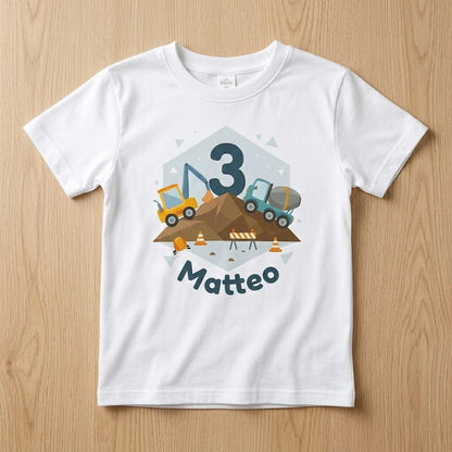 Personalized Excavator Birthday Shirt, Construction Boy Tee, Custom Name Age Toddler Gift, Digger Party Outfit, Kids Wheel Loader Clothing