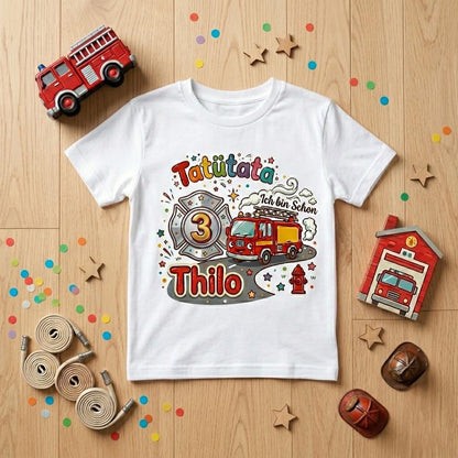 Custom Fire Truck Birthday Shirt, Third Birthday Boy Firefighter Engine Party Wee-oo
