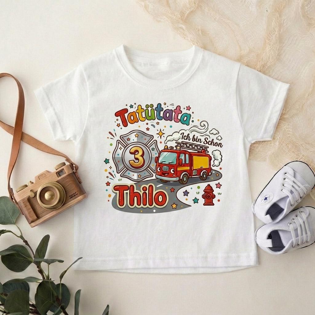 Custom Fire Truck Birthday Shirt, Third Birthday Boy Firefighter Engine Party Wee-oo