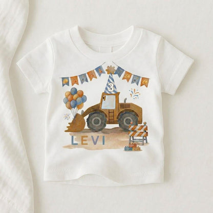 Personalized Construction 3rd Birthday Shirt, Bulldozer Truck Toddler Tee