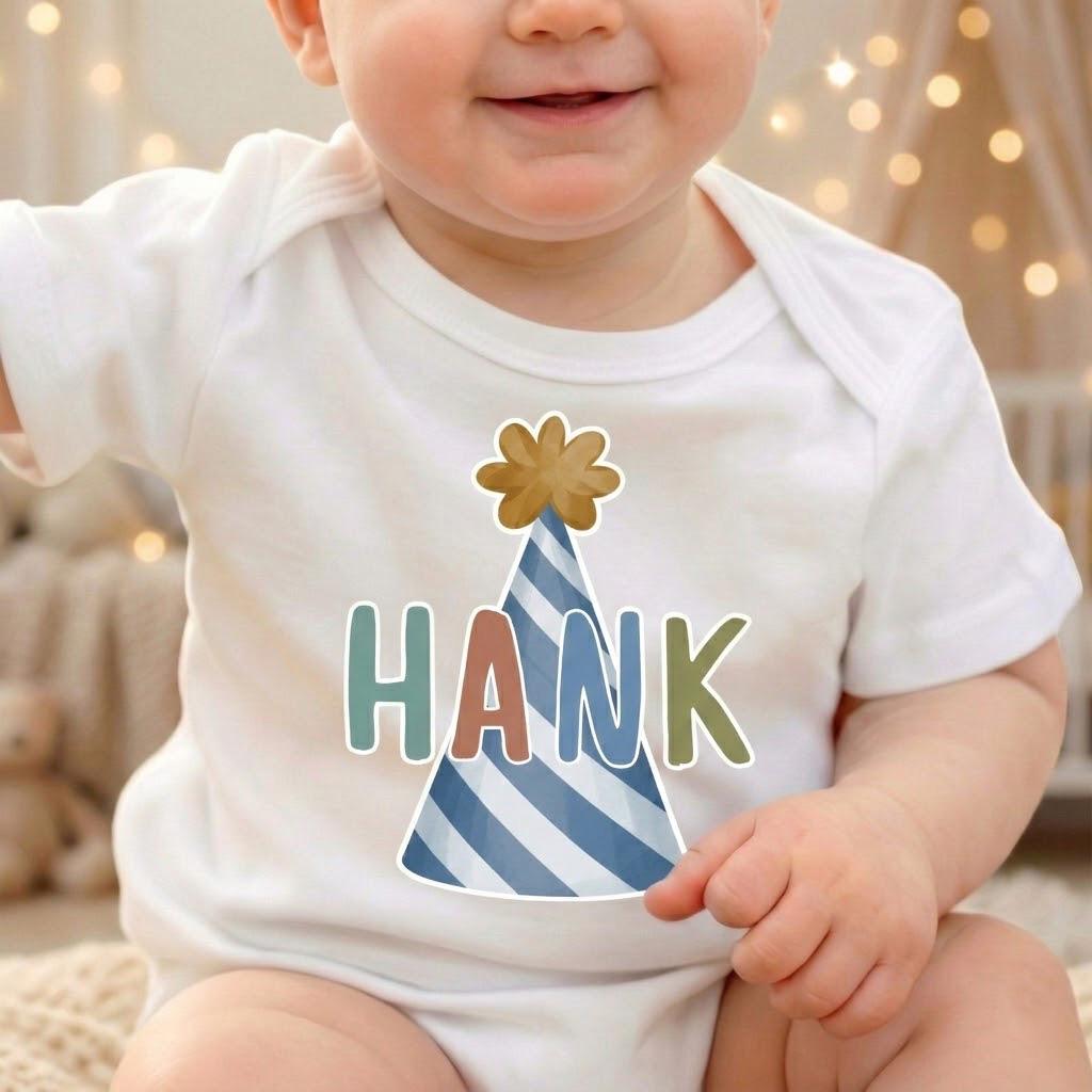 Personalized First Birthday Romper, Muted Rainbow Name Outfit, Baby Boy Party Shirt