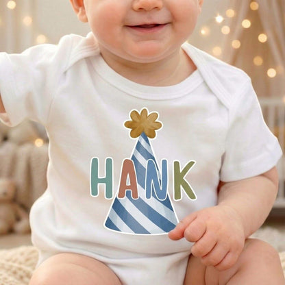 Personalized First Birthday Romper, Muted Rainbow Name Outfit, Baby Boy Party Shirt