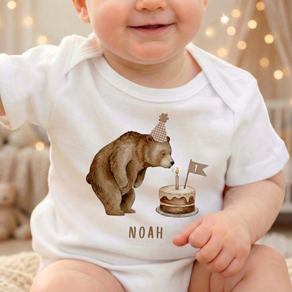 Personalized Beary First Birthday Outfit, Custom Bear 1st Birthday Shirt, Woodland 1st Birthday Bodysuit, Baby Boy Girl Bear Party Gift
