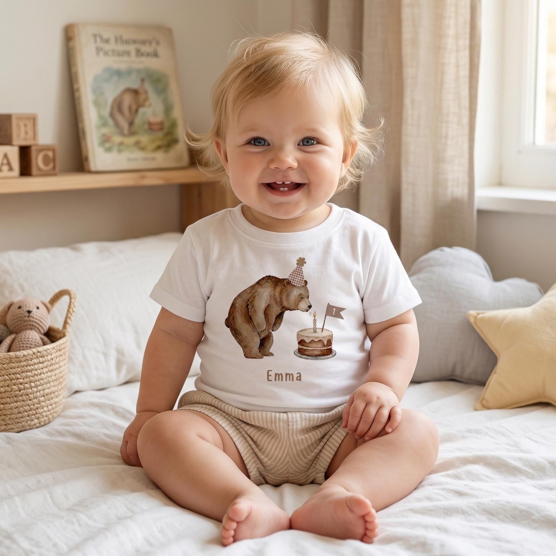 Personalized Beary First Birthday Outfit, Custom Bear 1st Birthday Shirt, Woodland 1st Birthday Bodysuit, Baby Boy Girl Bear Party Gift