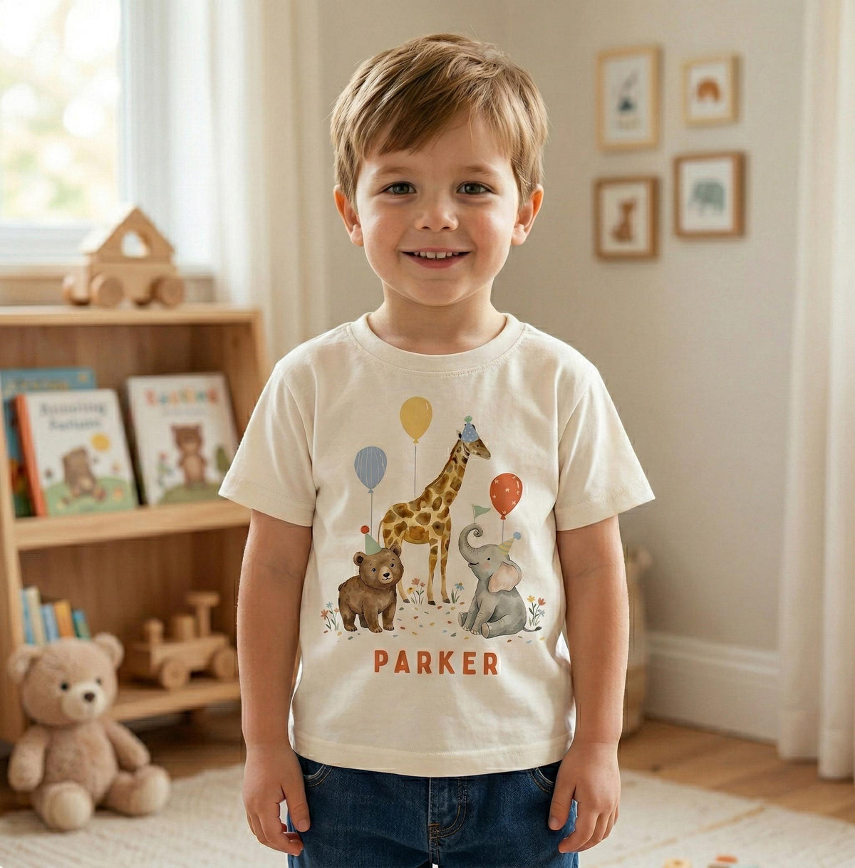 Safari Birthday Outfit, Personalized Animal Party Shirt, Kids Toddler Bodysuit