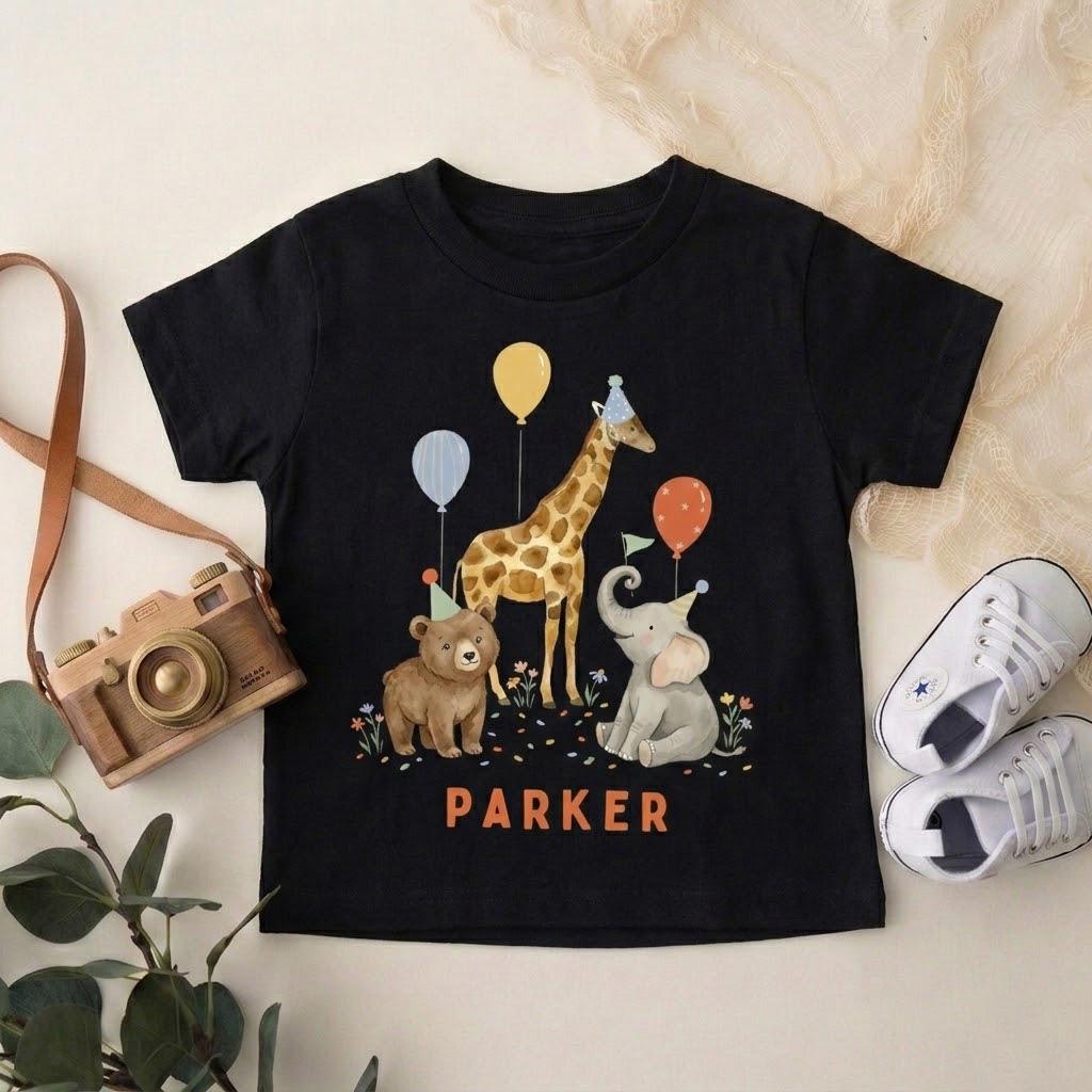Safari Birthday Outfit, Personalized Animal Party Shirt, Kids Toddler Bodysuit