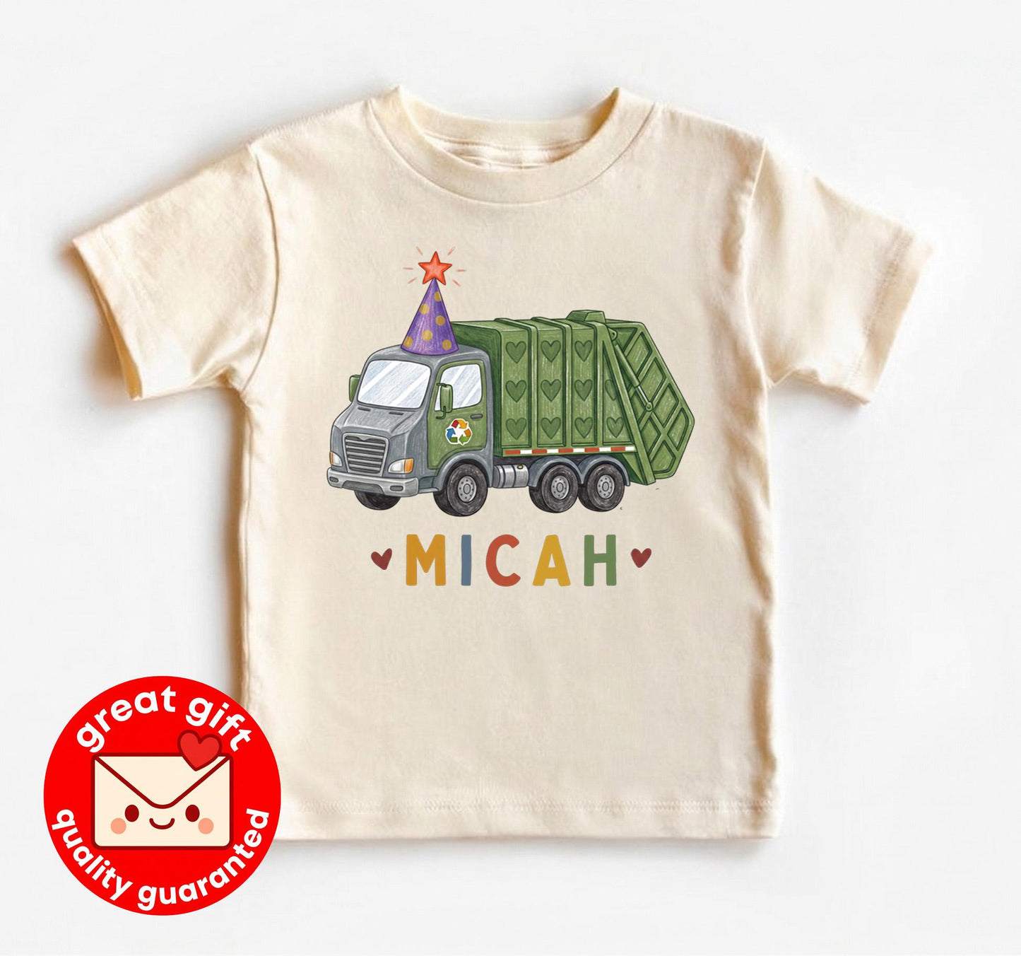 Personalized Garbage Truck Birthday Bodysuit, Custom Boy 1st Bday Shirt, Trash Truck Toddler Outfit, Hand Drawn Party Clothes
