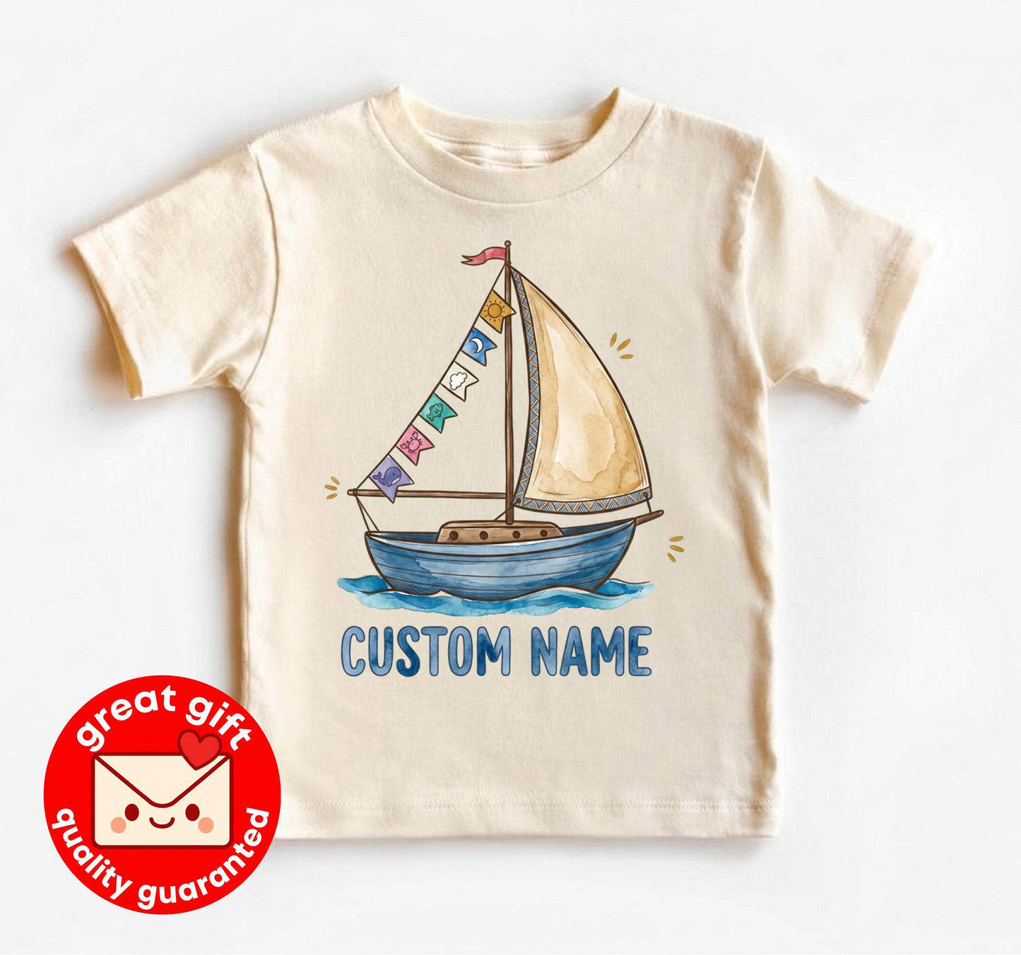 Personalized Sailboat 1st Birthday Bodysuit, Custom Name Nautical Baby Shirt, Sailing Into One Outfit, Watercolor Boy Toddler Tee