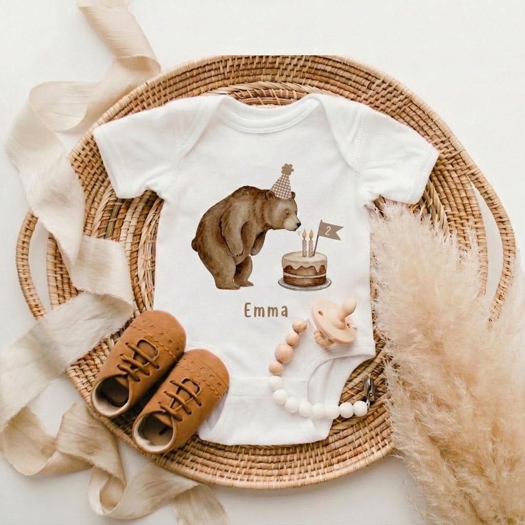Personalized Two Sweet Bear 2nd Birthday Outfit, Custom Bear Two Toddler Shirt, Neutral Second Bday Boy Girl Gift