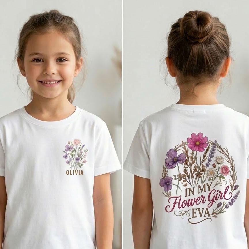 Personalized Flower Girl Era Shirt, Floral Wedding Party Tee