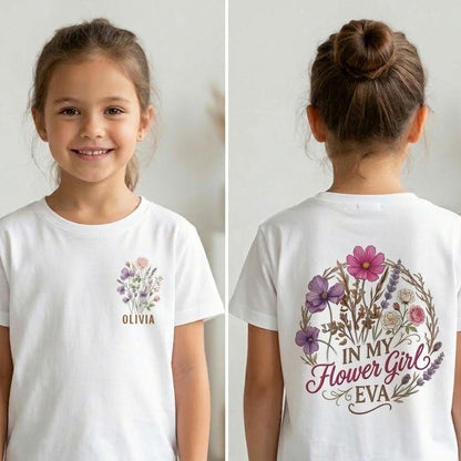 Personalized Flower Girl Era Shirt, Floral Wedding Party Tee