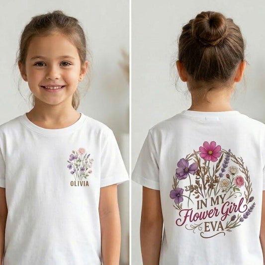 Personalized Flower Girl Era Shirt, Floral Wedding Party Tee
