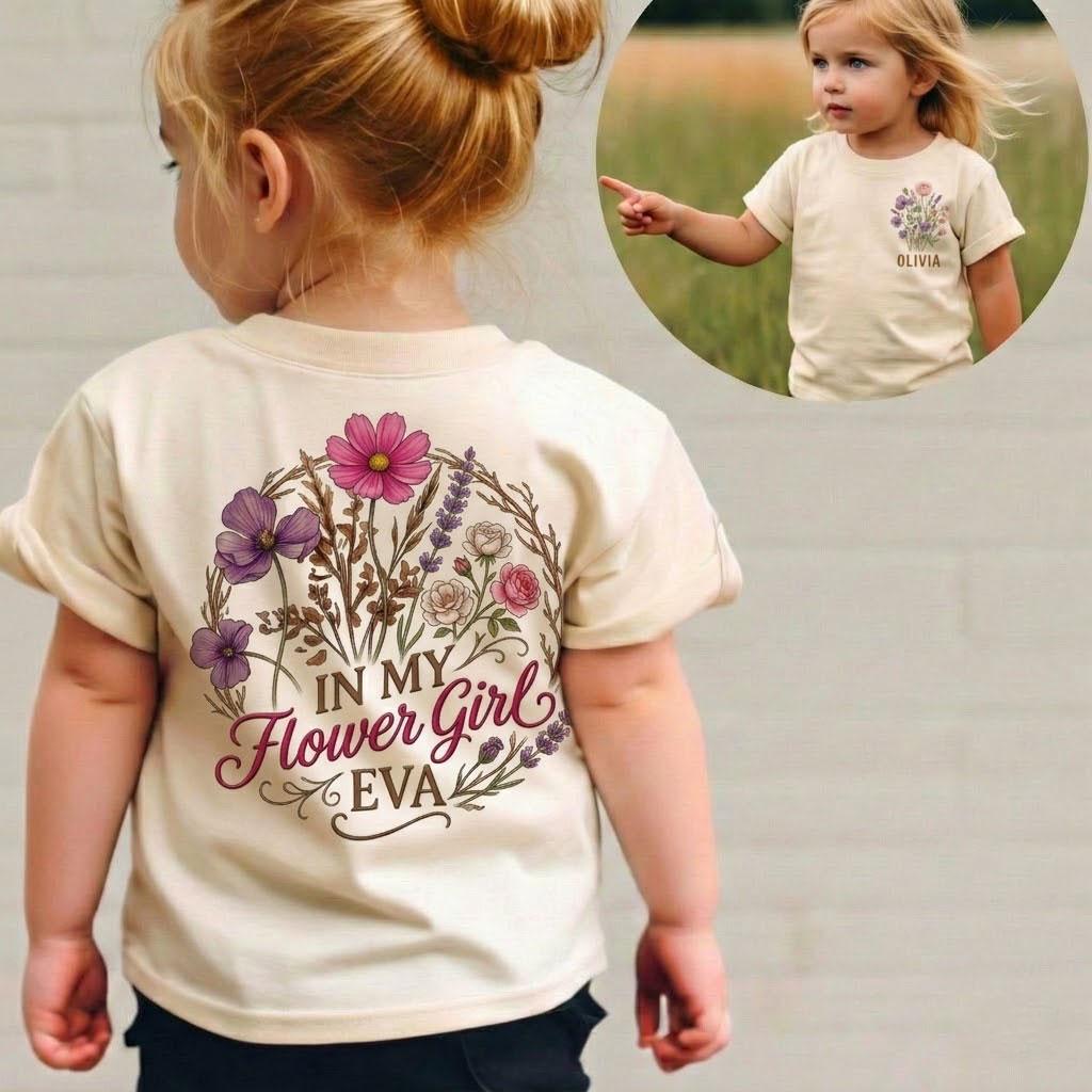 Personalized Flower Girl Era Shirt, Floral Wedding Party Tee
