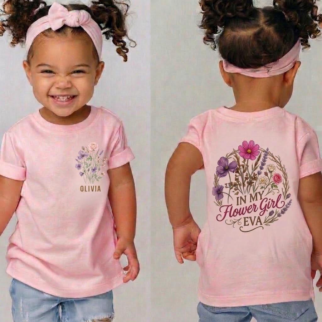 Personalized Flower Girl Era Shirt, Floral Wedding Party Tee
